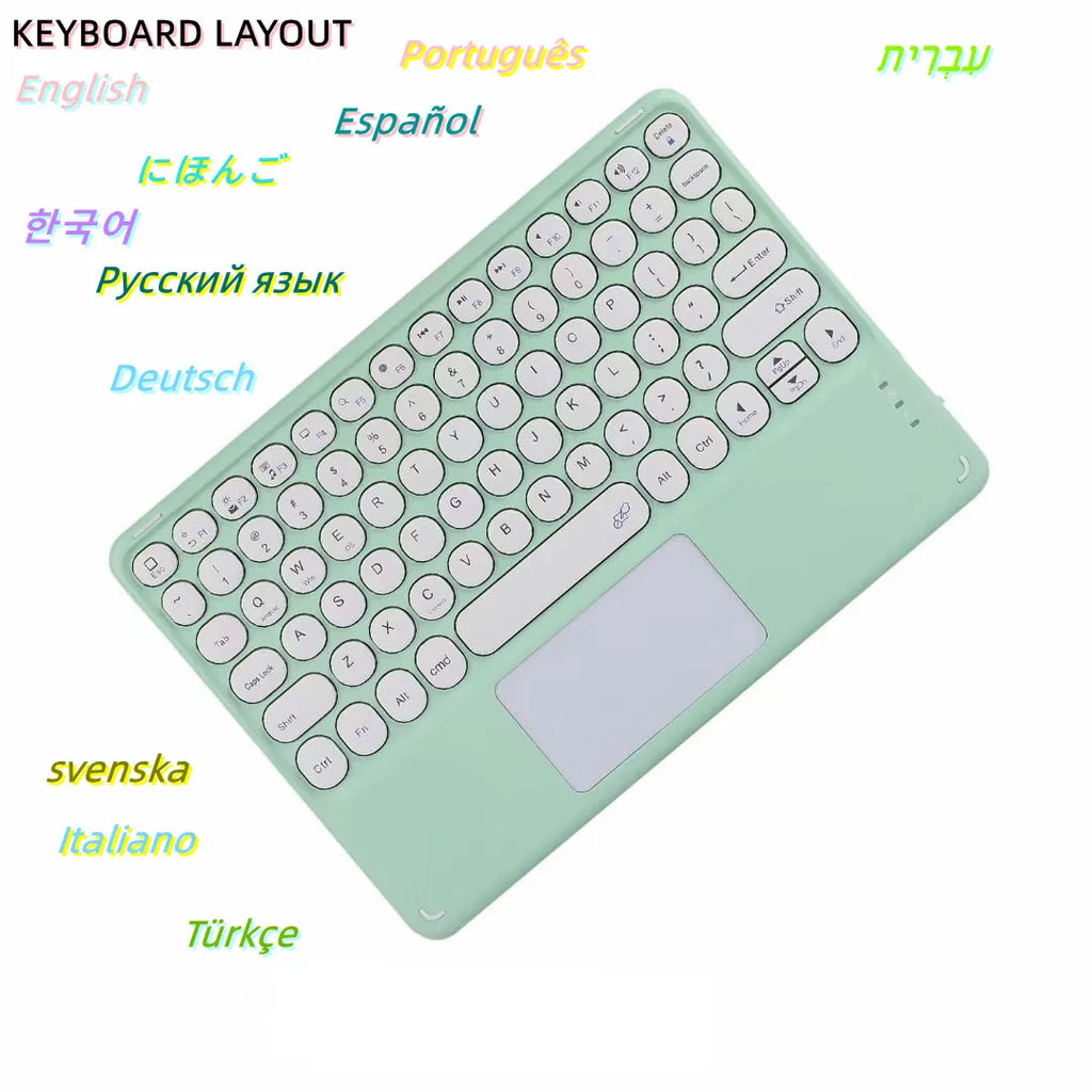 Teclado Bluetooth Sem Fio com Touchpad Multilíngue