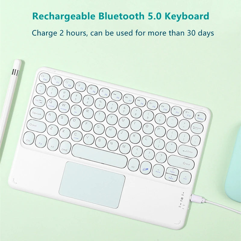 Teclado Bluetooth Sem Fio com Touchpad Multilíngue